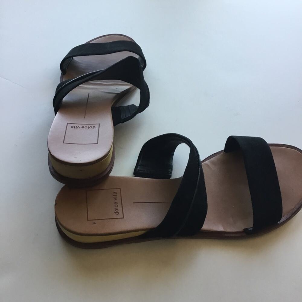 Dolce Vita Black Slip On Sandals - Picture 4 of 5